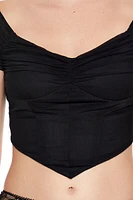 Ruched Mesh Crop Top