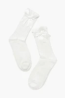 Bow Pointelle Knit Crew Socks