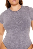 Plus Washed Rib-Knit Bodysuit