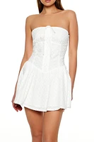 Strapless Lace-Up Eyelet Mini Dress