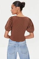 Peasant-Sleeve Crop Top