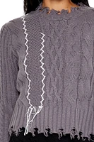 Distressed Cable Knit Sweater