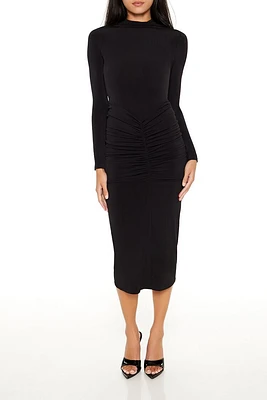 Ruched Bodycon Midi Dress