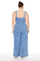 Plus Denim Wide-Leg Jumpsuit