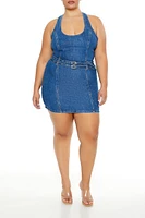 Plus Denim Halter Mini Dress