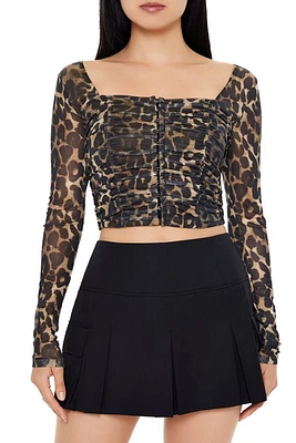 Mesh Leopard Print Crop Top