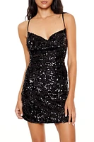 Sequin Crisscross Cowl Mini Dress