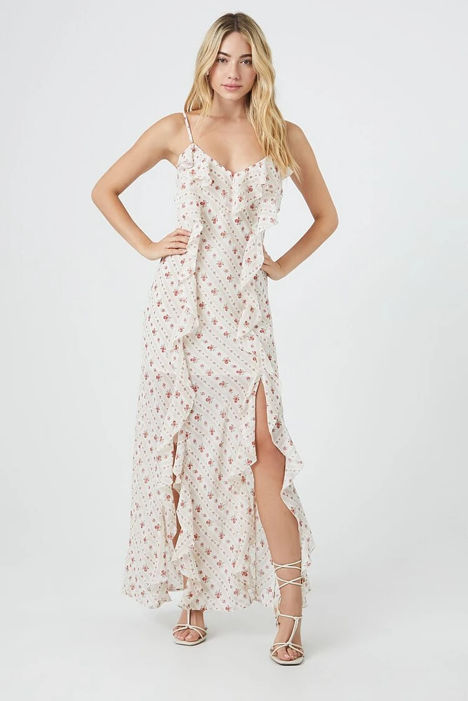 Floral Print Ruffle Maxi Dress