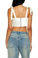 Satin Lace-Up Bustier Crop Top