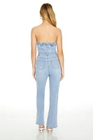 Strapless Zip-Up Denim Jumpsuit