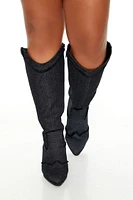 Denim Block Boots (Wide)