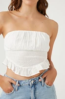 Smocked Ruffle-Trim Tube Top