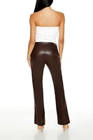 Faux Leather Split-Hem Flare Pants