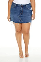 Plus Distressed Denim Mini Skirt