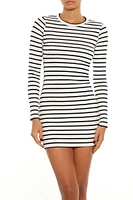 Striped Long-Sleeve Mini Dress