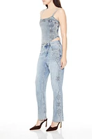 Studded High-Rise Straight Jeans