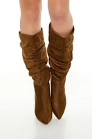 Ruched Faux Suede Stiletto Boots