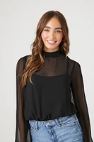 Chiffon Mock Neck Bodysuit