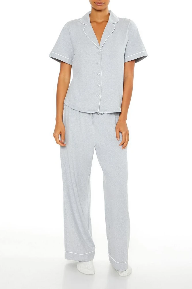 Heathered Shirt & Pants Pajama Set