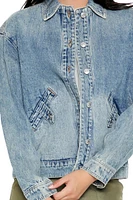 Studded Denim Bomber Jacket