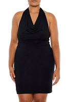 Plus Cowl Halter Mini Dress