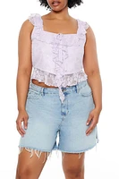 Plus Lace Ruffle-Trim Crop Top