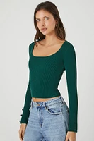 Sweater-Knit Scoop-Neck Crop Top