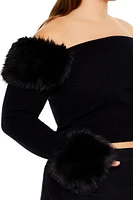 Plus Faux Fur-Trim Sweater