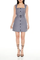 Belted Button-Front Mini Dress