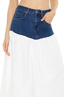 Combo Denim Maxi Skirt