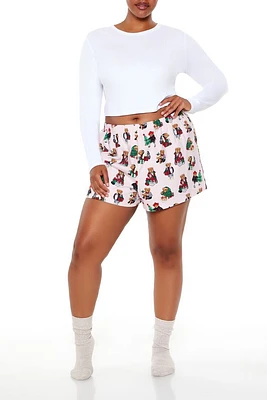 Plus Teddy Bear Pajama Shorts