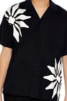 Floral Patch Drop-Sleeve Shirt