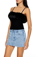 Faux Fur-Trim Sweater-Knit Cami