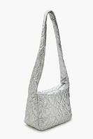 Metallic Heart-Quilted Shoulder Bag