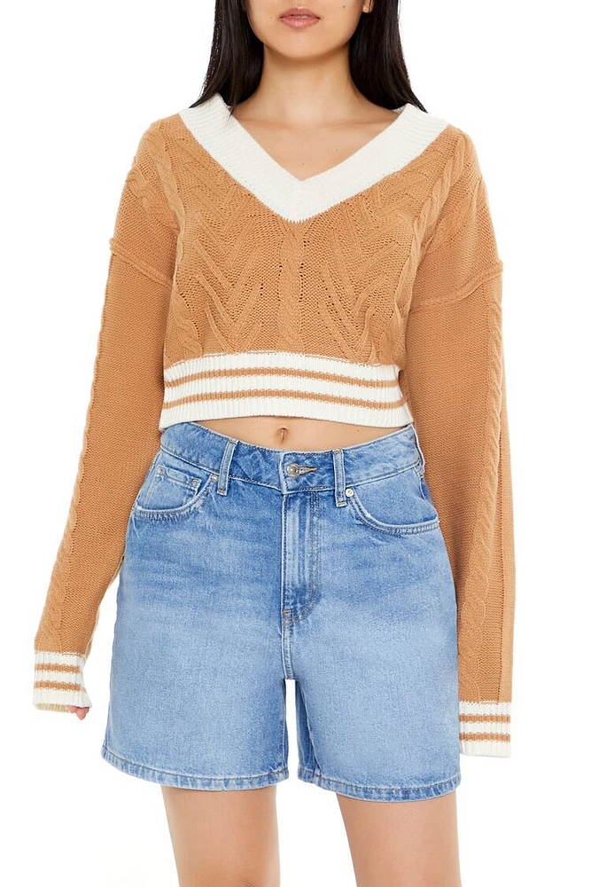 Cropped Cable Knit Sweater