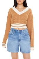 Cropped Cable Knit Sweater