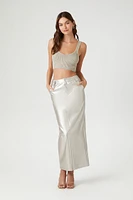 Metallic Faux Leather Maxi Skirt