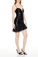 Asymmetrical Sequin Mini Dress