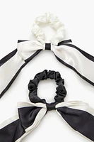 Two-Tone Bow Hair Scrunchie Set