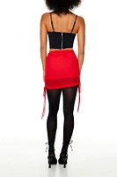 Mesh Drawstring Mini Skirt