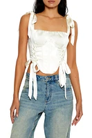 Satin Lace-Up Bustier Crop Top