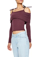 Foldover Open-Shoulder Crop Top