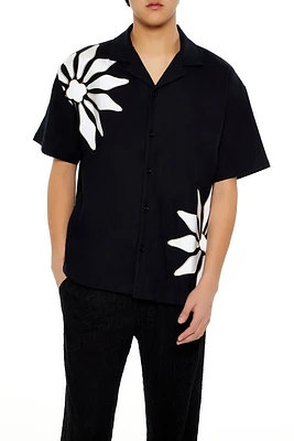 Floral Patch Drop-Sleeve Shirt