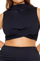 Plus Ruched Crop Top & Skirt Set