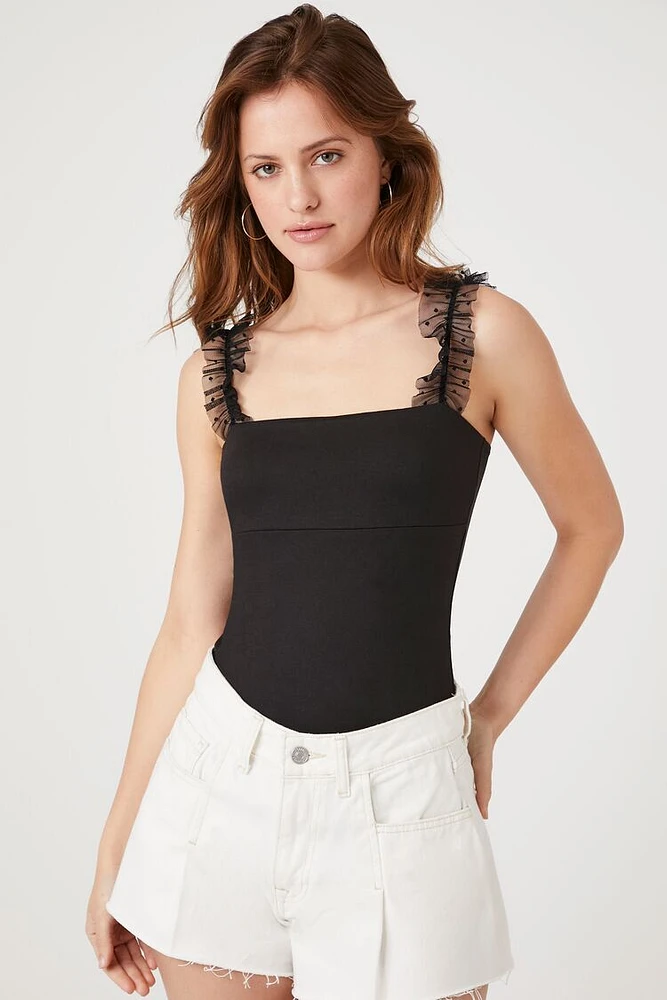 Ruffle-Strap Tank Bodysuit