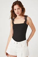 Ruffle-Strap Tank Bodysuit