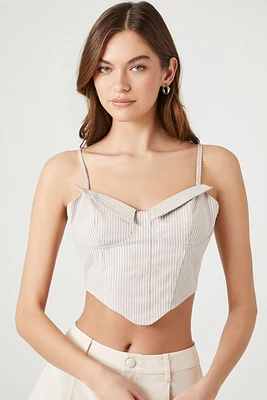 Pinstriped Bustier Cropped Cami