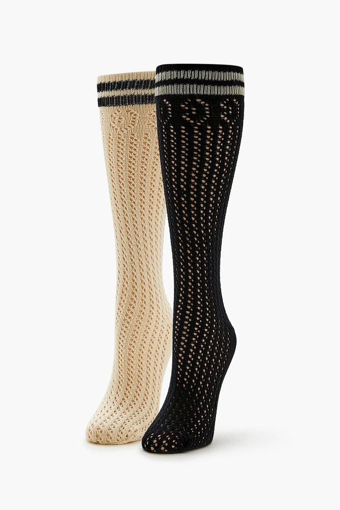 Pointelle Knee-High Socks Set - 2 pack
