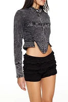Denim Mineral Wash Moto Jacket