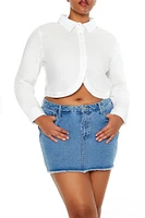 Plus Notched Cropped Shirt